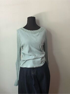 Anthropologie x Maeve Crocheted Long-Sleeve Ribbed Knit Top